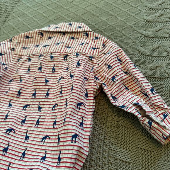 Little Gent Polo Onesie Red Plaid Blue Giraffe Pattern ~ 3/6M - Picture 10 of 10